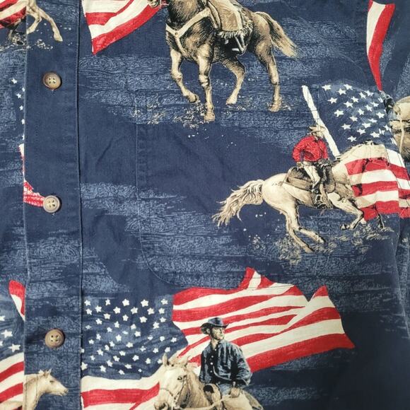 Bit & Bridle Patriotic Horseman Men's Short Sleeve Shirt size Medium - Picture 4 of 8